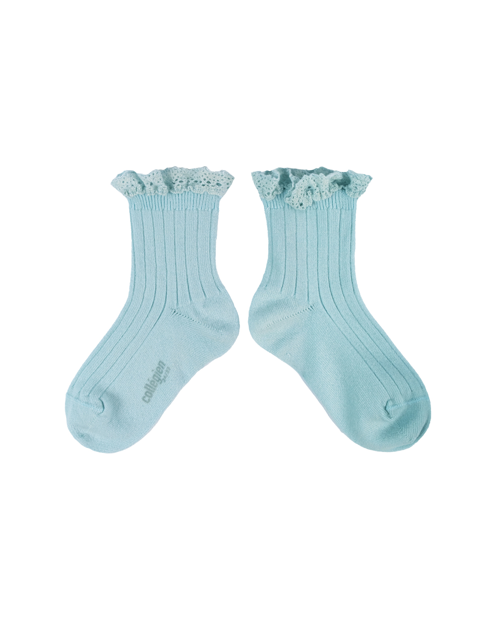 [Collégien] Lili - Lace Trim Ribbed Ankle Socks - Glacier [28/31]