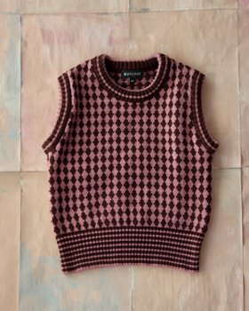 [BONJOUR] Knitted vest brown/pink diamond