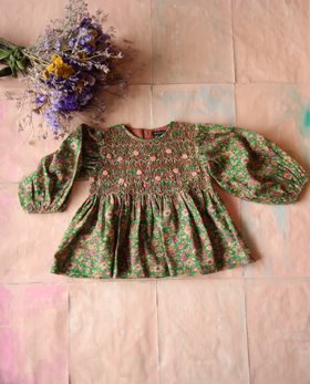 [BONJOUR] Handsmock blouse /Small pink flowers print