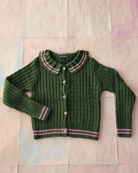 [BONJOUR] Knitted Cardigan /green twist