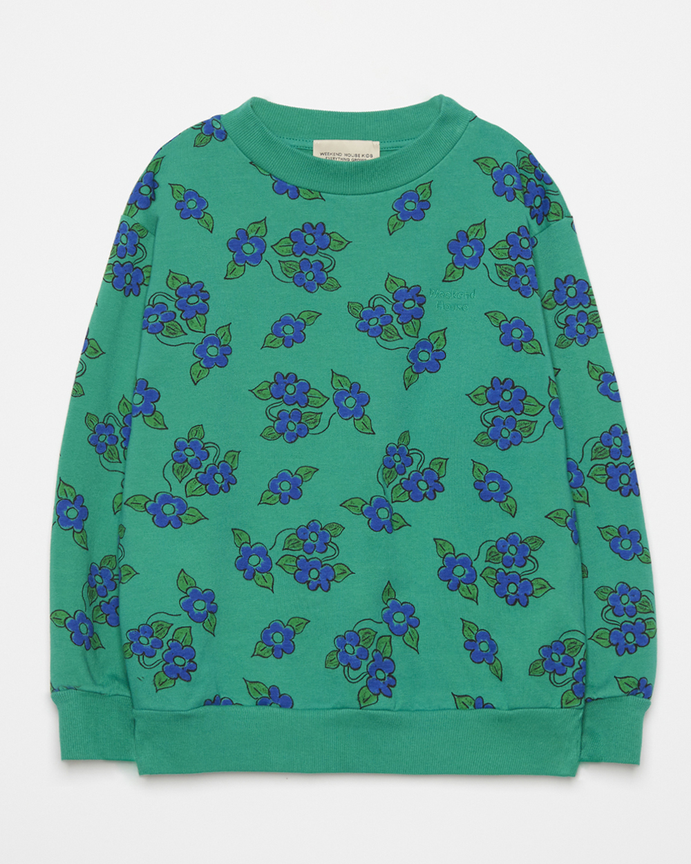 [WEEKEND HOUSE KIDS]Green flowers sweatshirt /Green