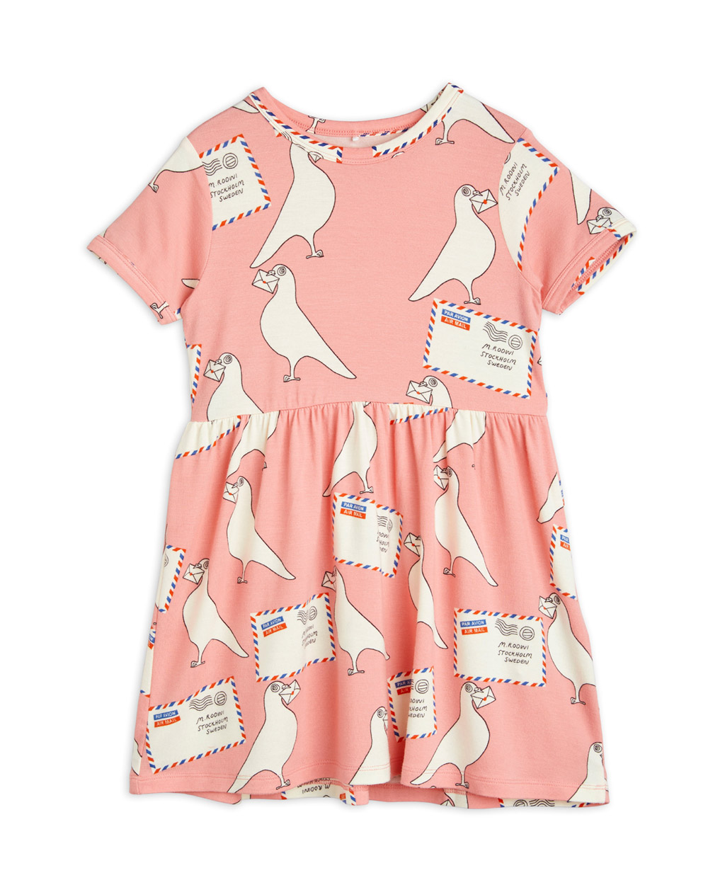 [ MINIRODINI] Pigeons tencel aop ss dress / pink [92/98]